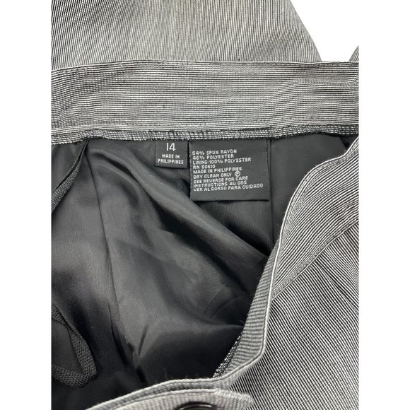 Le Suit pant suit 14 black white button front lined shoulders pads straight leg - Picture 8 of 14